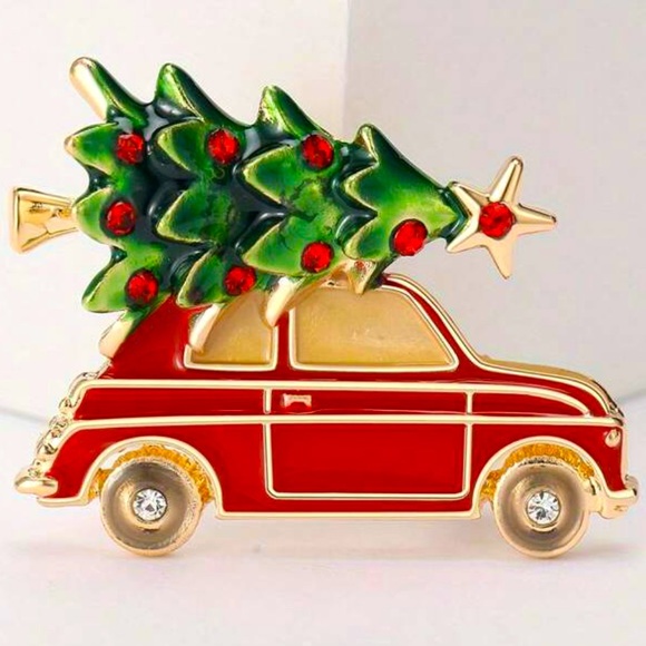 Vintage Car Christmas Tree Pin - Picture 1 of 6